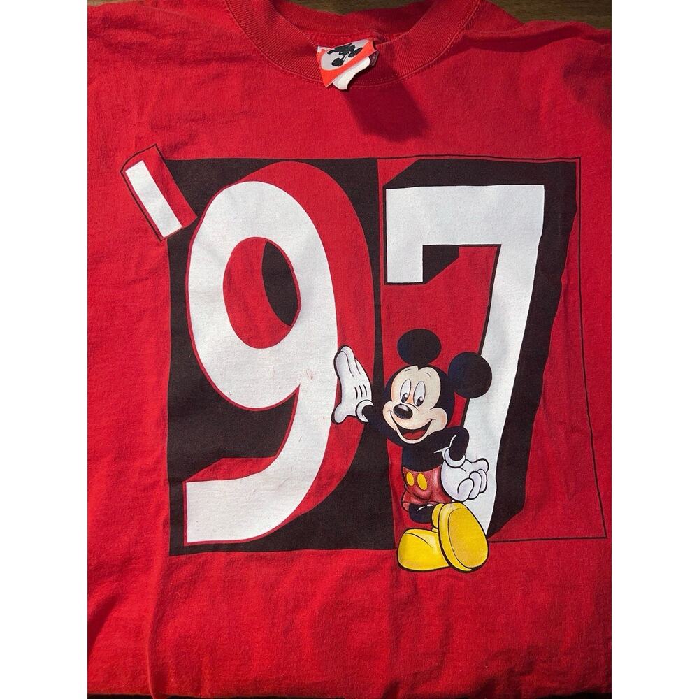 Vintage 90s Walt Disney World Mickey Mouse “97” Red Shirt Size Large